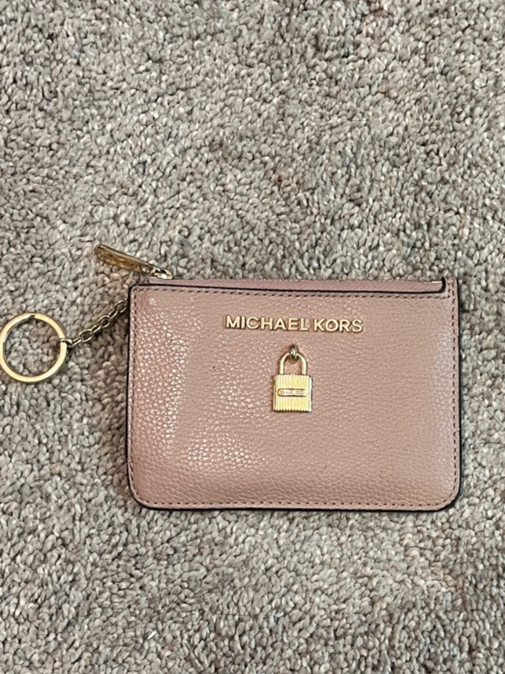 Michael Kors Dusty Pink Leather Key Card Wallet with Gold Hardware